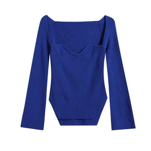 Ribbed Sweetheart Long Sleeve Top Rieworkes