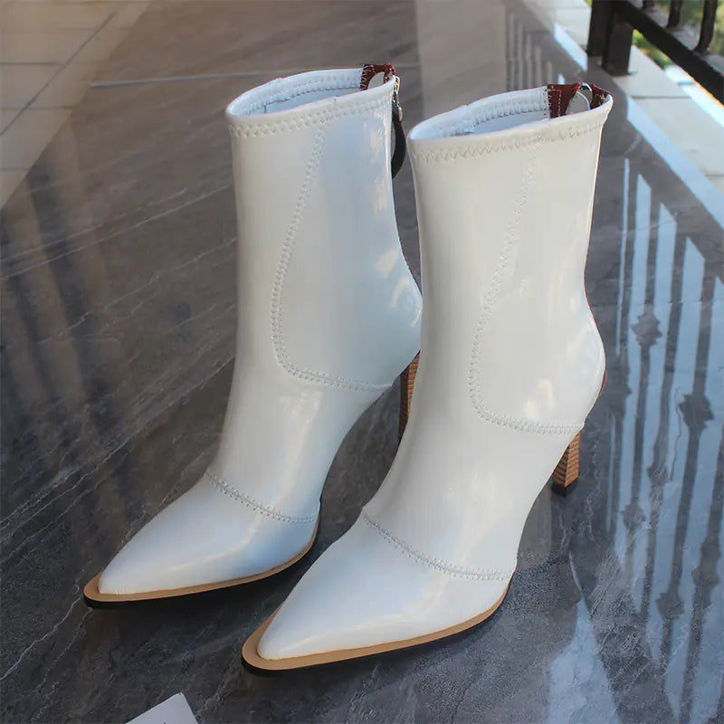 Imported Women's Leather Ankle Boots with Zipper Rieworkes