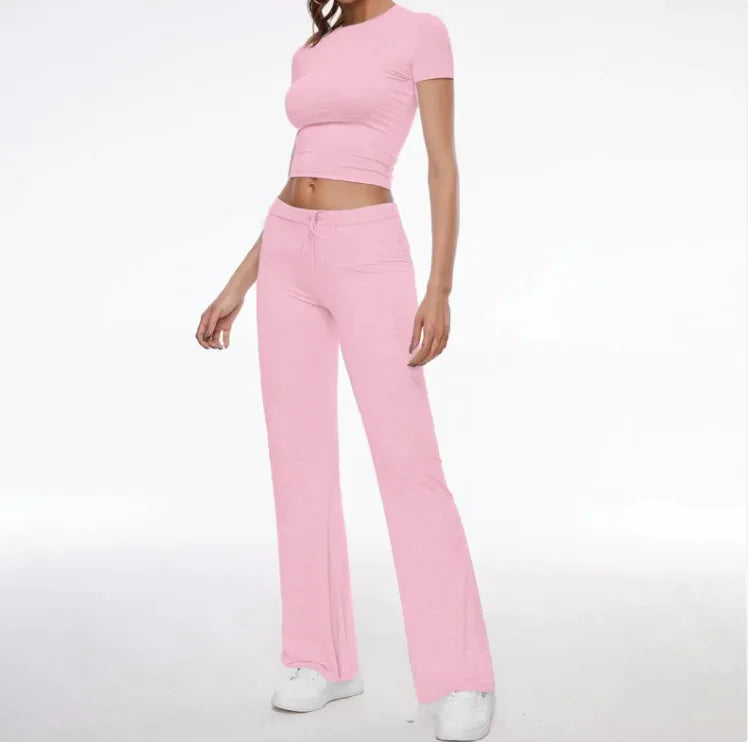 Solid Color T-shirt Casual Pants Suit Rieworkes