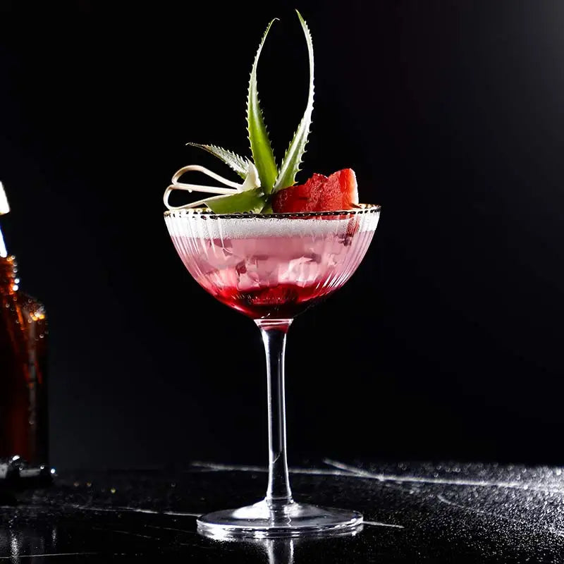 Cocktail Glass Goblet with Gold Rim Crystal Glass Cup Rieworkes