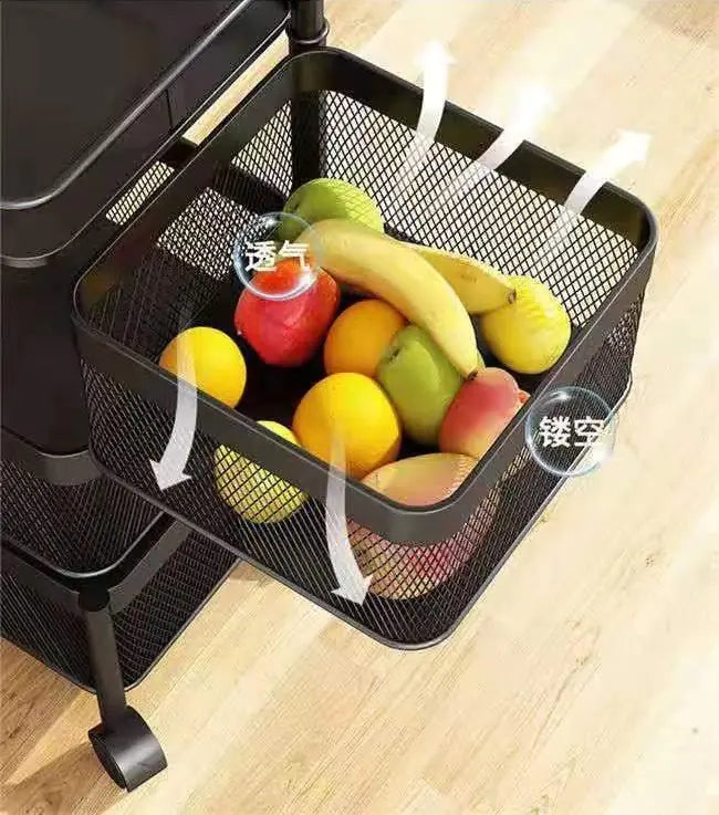 Stackable Metal Rotating Basket Rack with Wheels Mimarta