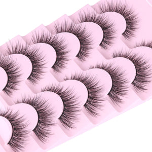 Lashes Wispy Natural False Eyelashes Mink Lashes 7 Pairs Cat Eye Lashes 3D Soft Lightweight Lashes Reusable Strip Lashes by EYDEVRO Wispy C Curl Rieworkes