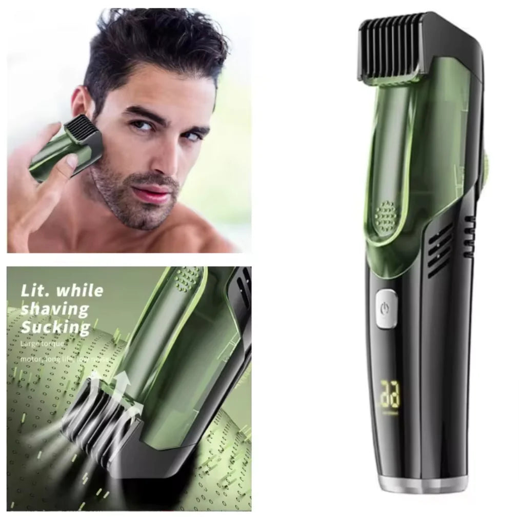 Washable Electric Vacuum Beard Trimmer: Mess-Free Wet &amp; Dry Grooming with Auto-Suction! Rieworkes