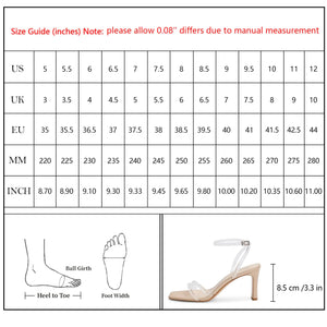 Modatope Womens Sandals Square Open Toe Chunky High Heels Strappy Ankle Strap Sandals Comfort Dress Party Shoes 9 Clear Rieworkes