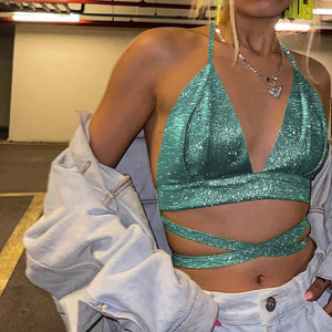 Women's Backless Halter Tank Top with Straps Mimarta