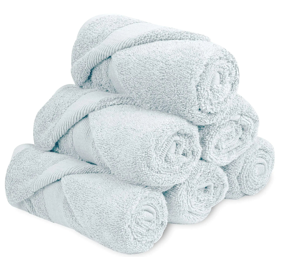 Resort Collection Soft Hand Towels 16x27 in 6 Pack Light Blue Luxury Hotel Rieworkes