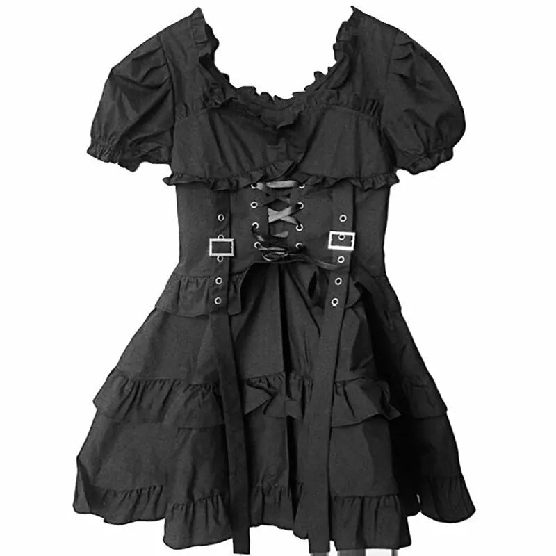 Gothic Women Black Dress Rieworkes