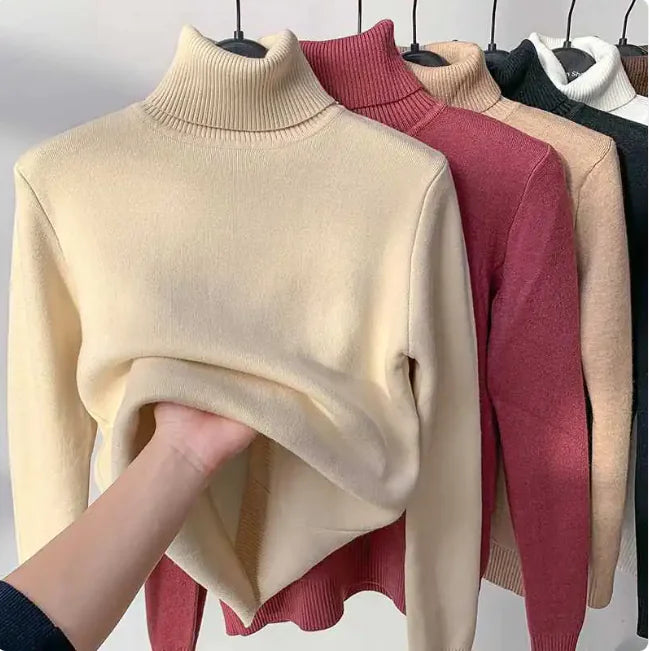 Cozy Velvet Art Retro Turtleneck Pullover Sweater Rieworkes