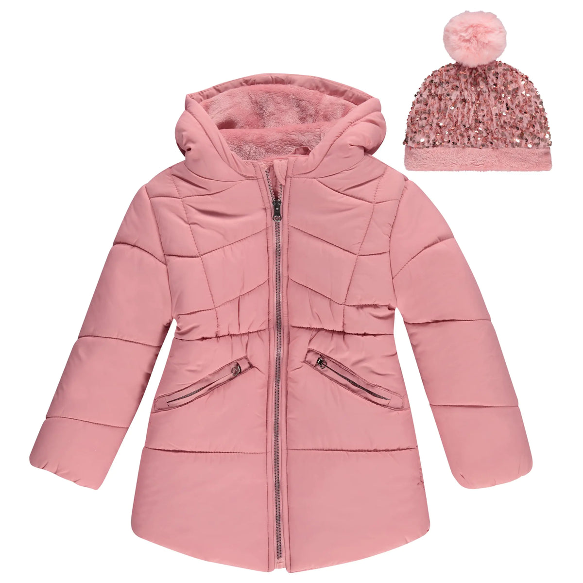 BTween Girls Puffer Jacket Warm and Lightweight Winter Coat Water-Resistant Hooded Outerwear for Kids Rose Sizes 10/12 Mimarta