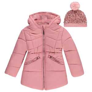 BTween Girls Puffer Jacket Warm and Lightweight Winter Coat Water-Resistant Hooded Outerwear for Kids Rose Sizes 10/12 Mimarta