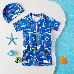 Cartoon Print One-Piece Floating Rash Guard Bathing Suit Rieworkes