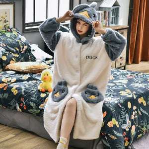 Hooded Coral Fleece Kimono Robe for Women Mimarta