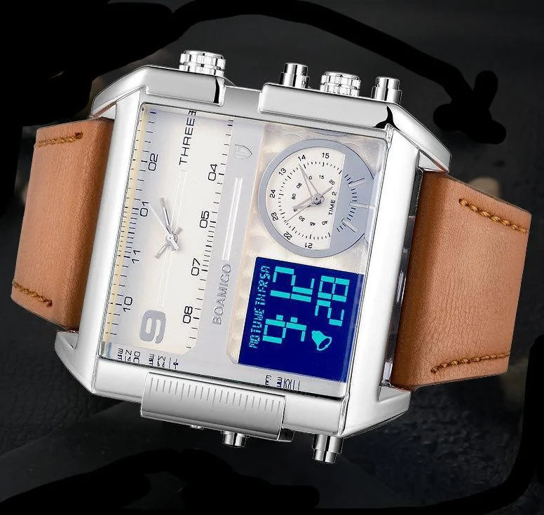 Luxury Sport Square Leather Watch Rieworkes