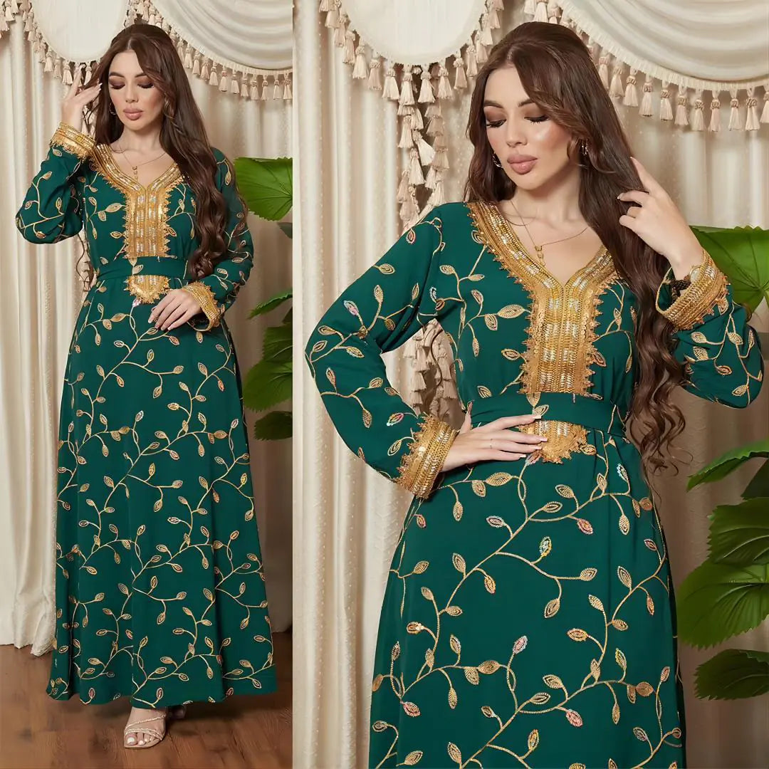 Arab Dubai Embroidery Applique Muslim Dinner Robe Mimarta