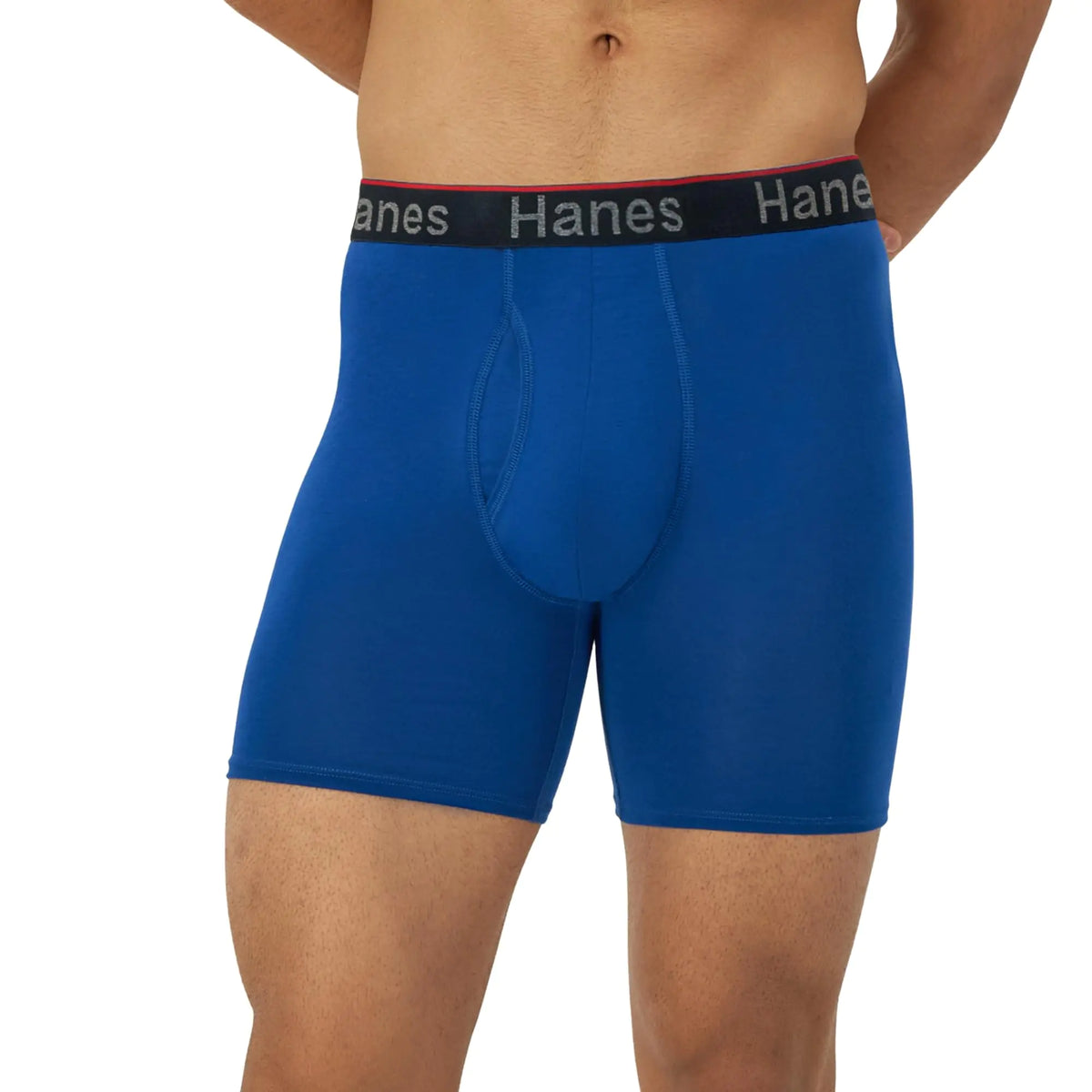Hanes Total Support Pouch Men's Boxer Brief Underwear, Anti-Chafing, Moisture-Wicking Odor Control, 3-Pack (Reg or Long Leg) Large Regular Leg - Blue/Red/Black - 3 Pack Rieworkes