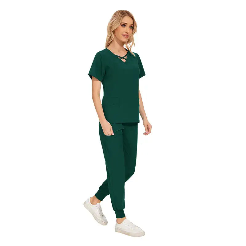 Stretch Women Slim Fit Scrubs Medical Uniforms Set Rieworkes