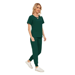 Stretch Women Slim Fit Scrubs Medical Uniforms Set Rieworkes