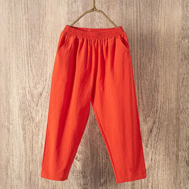 Lucyever Casual Cotton Linen Pants Women Rieworkes