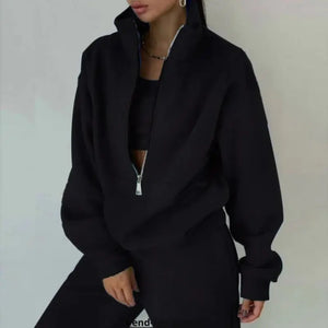 Women's Tracksuit Solid Hooded Sport Suit Rieworkes