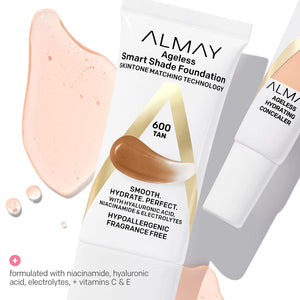 Almay Anti-Aging Foundation, Smart Shade Face Makeup with Hyaluronic Acid, Niacinamide, Vitamin C & E, Hypoallergenic-Fragrance Free, 100 Light, 1 Fl Oz (Pack of 1) 1 Fl Oz (Pack of 1) Rieworkes