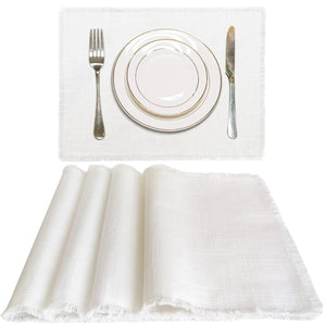 Letjolt White Placemats Farmhouse Cotton Linen Place Mats Home Kitchen Table Decor Linen-Cotton Placemats Set of 4 Dining Table Mimarta