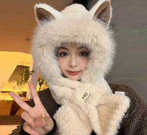 Autumn And Winter Cute Furry Fox Ear Hat Rieworkes