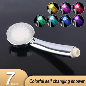 Handheld 7 Color Changing LED Light Water Bath Home Bathroom Shower Head Glow Rieworkes