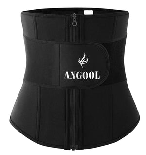 TWINS FLAME Neoprene Waist Trainer for Women Weight Loss Zipper Corset Sauna Sweat Workout Waist Trimmer Belt Black Mimarta