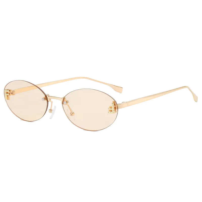 Trendy Women's Oval Metal Sunglasses by F Brand Mimarta