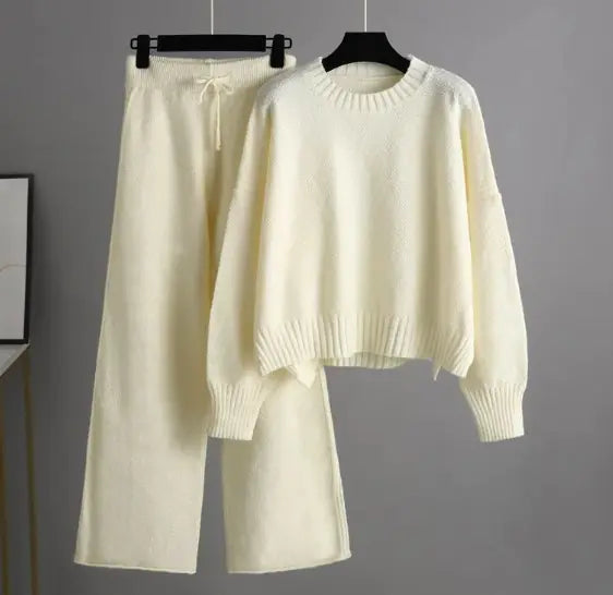 Knitted Wide Leg Pants Set Rieworkes