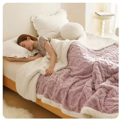 Warm Wool Coral Fleece Throw Blanket Rieworkes