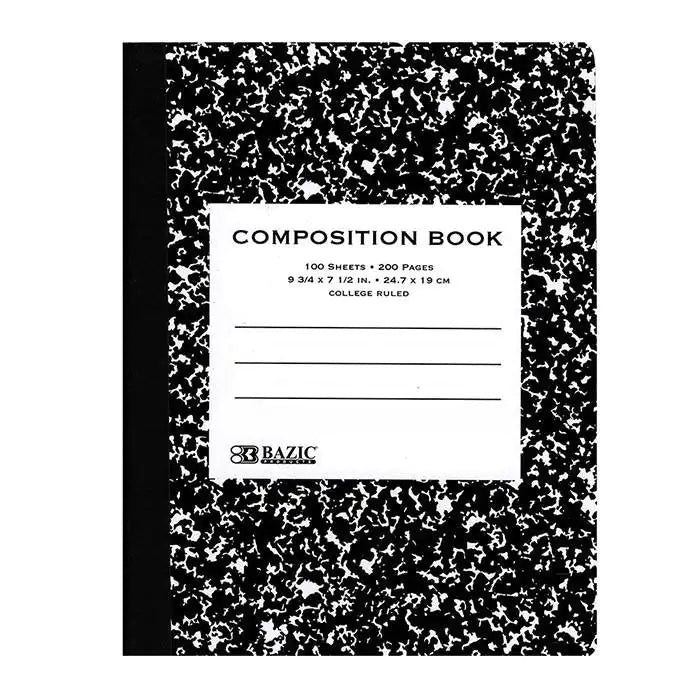 C/R 100 Ct. Black Marble Composition Book Rieworkes
