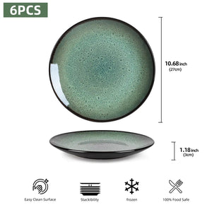 Steak Plate Creative Western Food Plate Vegetable Plate Set Of 6 For Cereal, Salad, Pasta, Soup, Dessert, Serving Dishwasher, Microwave And Oven Rieworkes