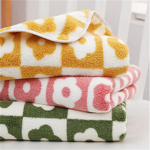 Cute Plaid Flowers Microfiber Towel Bath Towel Soft  Face Towels Rieworkes