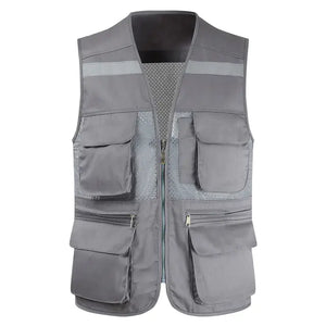 Men's Reflective Safety Vest with Multi-Pocket Mesh Design Mimarta
