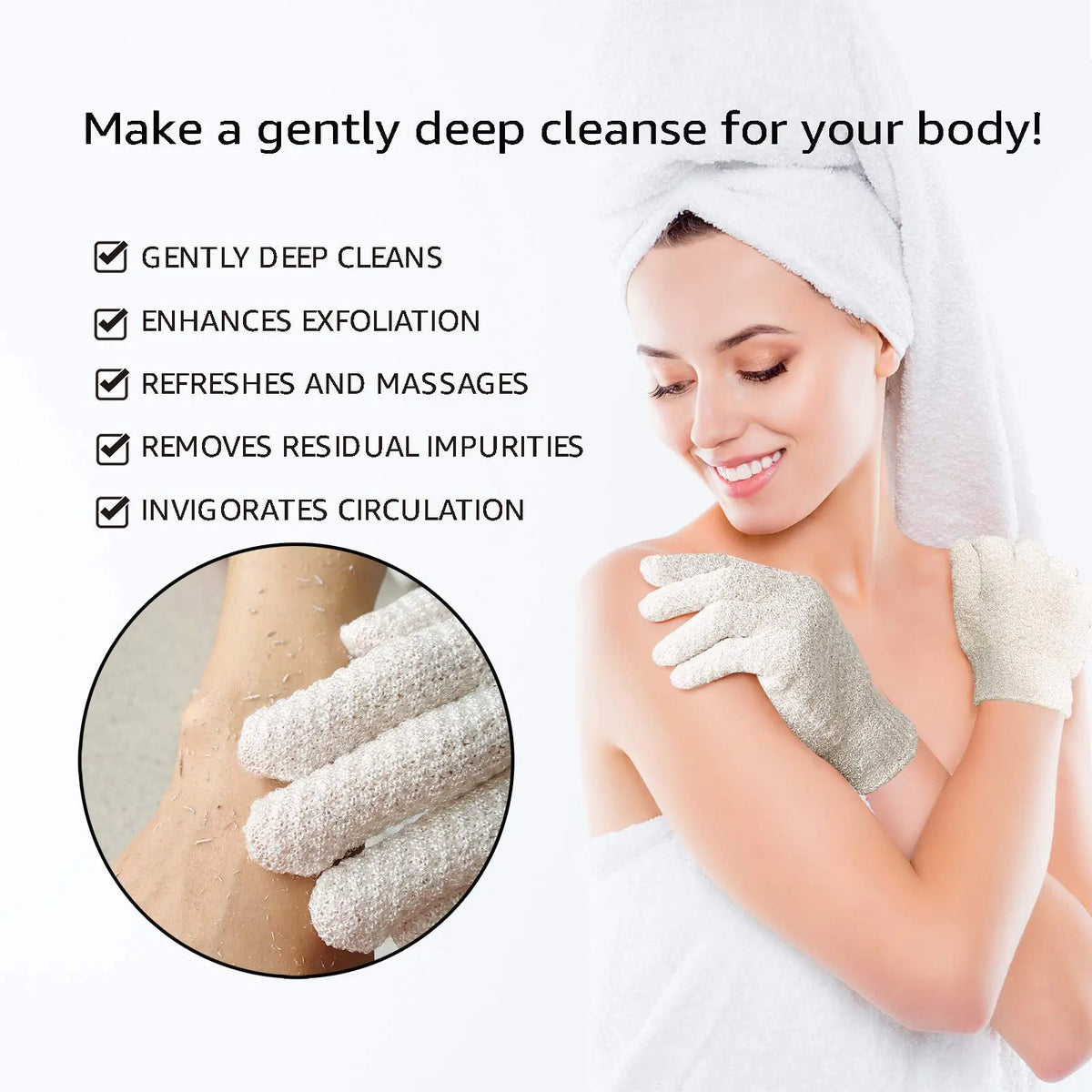 Evridwear Exfoliating Dual Texture Bath Gloves for Shower, Spa, Massage and Body Scrubs, Dead Skin Cell Remover, Gloves with Hanging Loop (1 Pair Light Glove) 1 Pair Light Glove Rieworkes