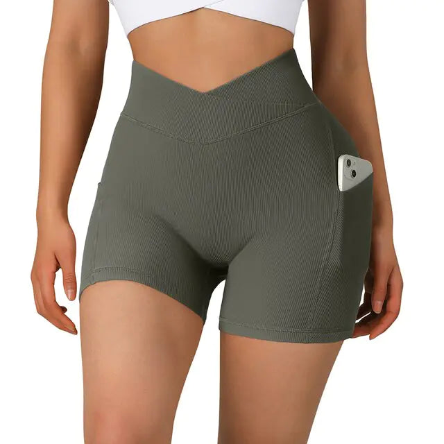 Sports Shorts Women High Waist Workout Seamless Fitness Yoga Shorts Rieworkes