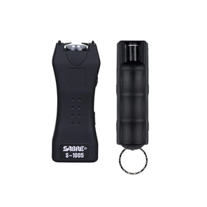 SABRE Self-Defense Kit with Pepper Spray and Stun Gun with Flashlight 25 Bursts 10-Foot (3-Meter) Range Painful µC Charge 120 Lumens Rechargeable Battery Safety Switch Mimarta