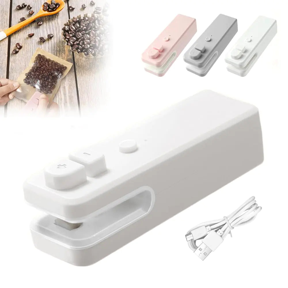 Mini Bag Sealer 2024 New 2 in 1 Heat Sealer with Cutter USB Rechargeable Mini Sealing Machine Heat Seal Tool Portable Vacuum Food Sealer Bag Sealing Machine for Snack Bags(White1pcs) Mimarta