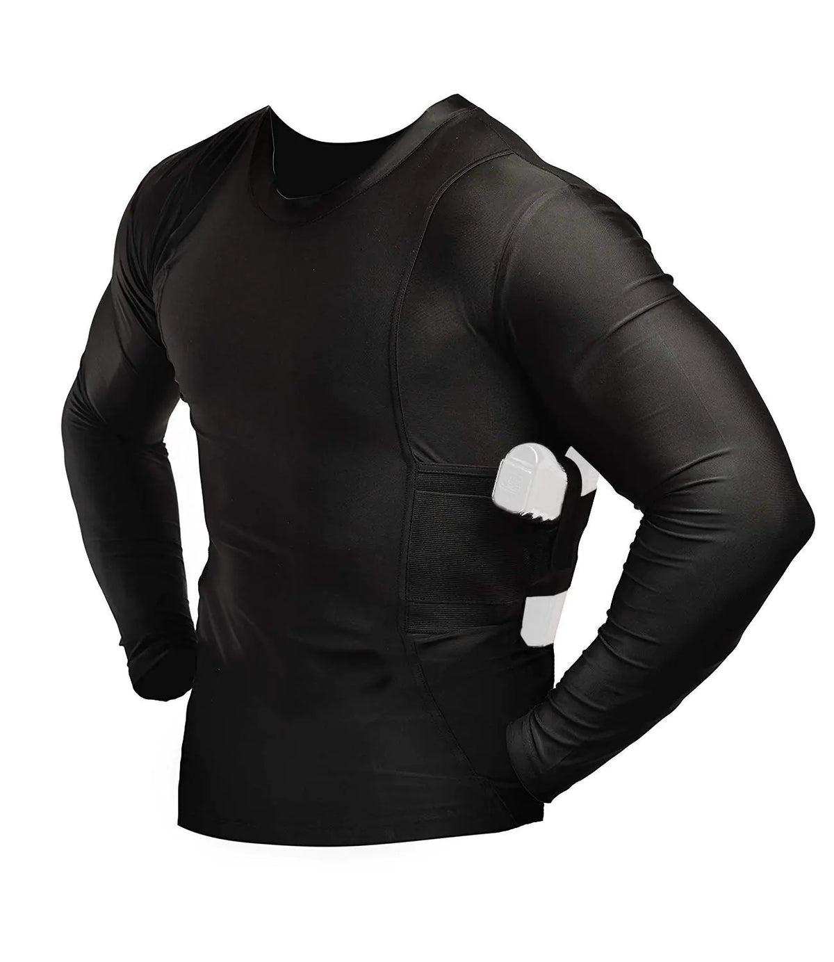 ConcealmentClothes Men’s Crew Neck Undercover Long Sleeve- Concealed Carry Holster Shirt- Black- XX-Large Mimarta
