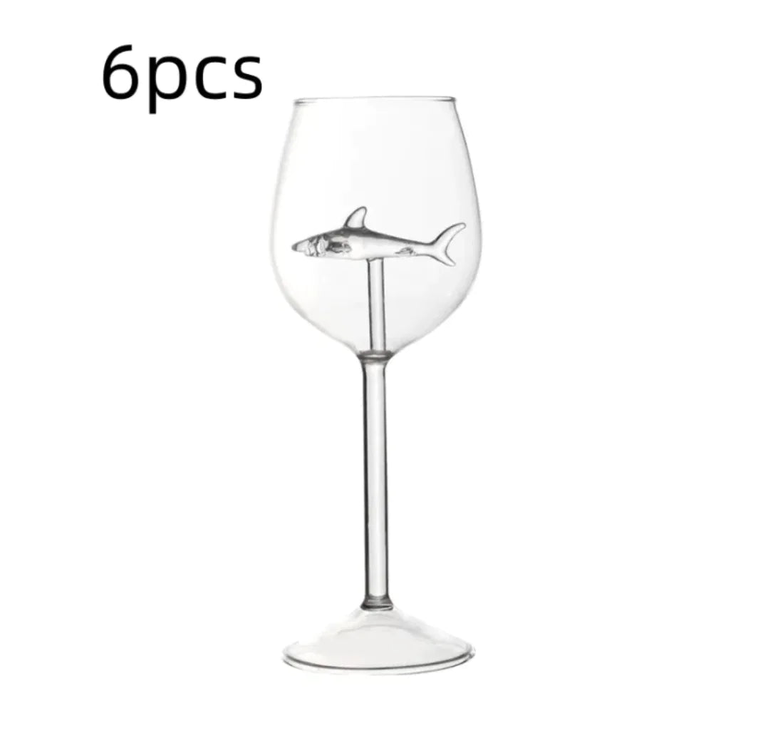 Shark Inside Red Wine Glass Rieworkes