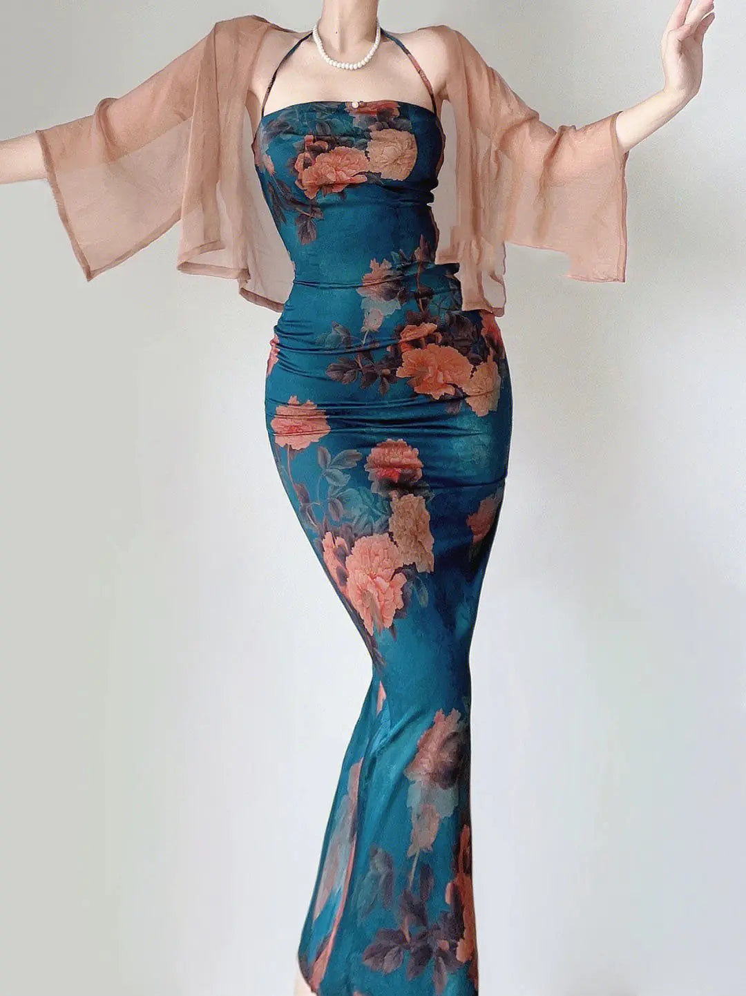 Printed Cardigan and Skirt Set for Women Mimarta