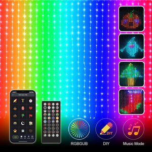 LED Bluetooth Smart RGB Curtain Lights - DIY Fairy Light Garland for Parties, Weddings, and Christmas Decor Rieworkes