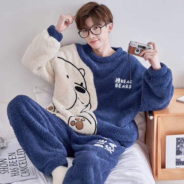 Men's Thickened Plush Winter Home Suit for Autumn/Winter Mimarta