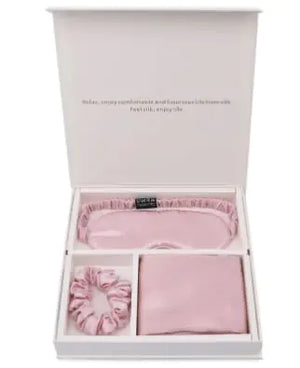 Luxury Silk Sleep Gift Set: Eye Mask, Pillowcase & Scrunchie in Gift Box Mimarta