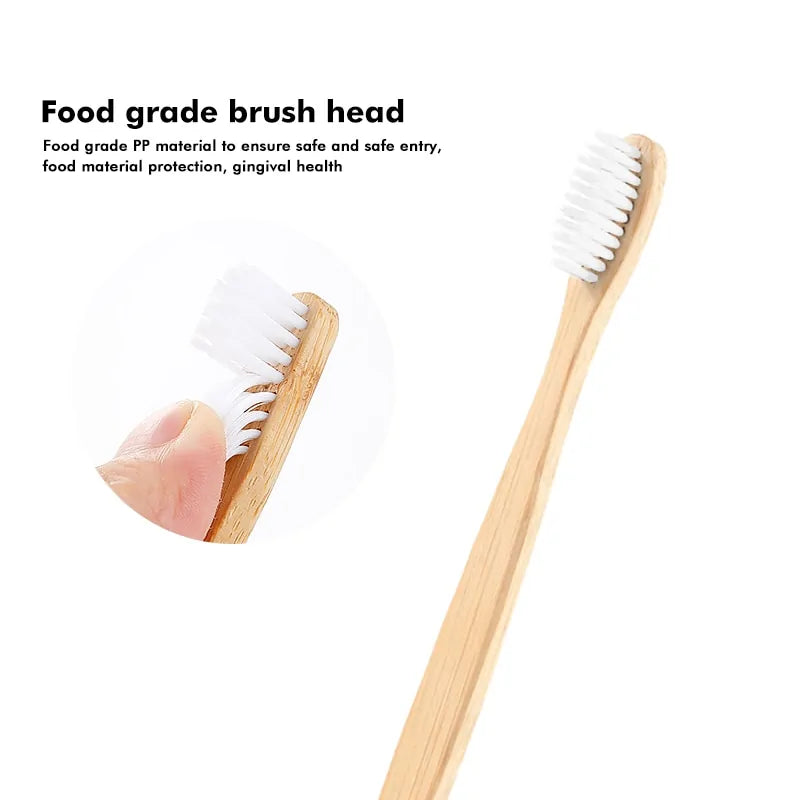 Natural Bamboo Toothbrush Flat Bamboo Handle Soft Bristle Toothbrush Rieworkes