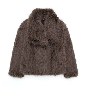 Women's Faux Fox Fur Coat: Luxe Furry Jacket for Autumn and Winter Rieworkes