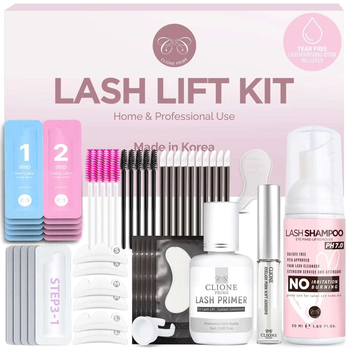 CLIONE PRIME Lash Lift Kit - Eyebrow Lamination kit 5 Applications Eyelash Perm Kit Home & Professional Use Lash Perm Kit Made in Korea Eyebrow Lift Kit Mimarta