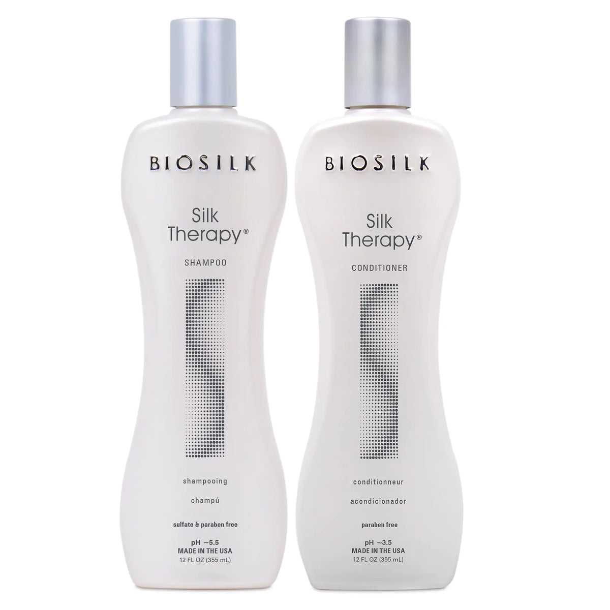 BioSilk Silk Therapy Duo Set Shampoo & Conditioner, Gentle Cleansing Haircare For Amazing Shine, Sulfate, Paraben, & Cruelty-Free, 12 Oz (Pack of 2) Rieworkes