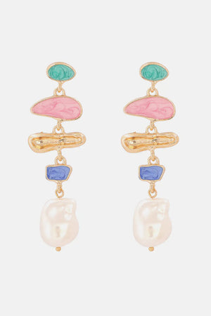 Abnormal Shape Zinc Alloy Synthetic Pearl Dangle Earrings Rieworkes